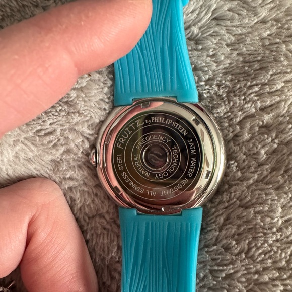 Fruitz by Philip Stein Natural Frequency Watch with Blue Silicon Strap like new - Picture 4 of 6